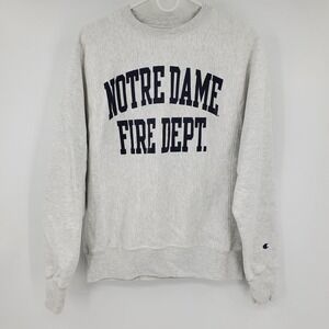 Champion Reverse Weave Notre Dame Fire Dept Sweatshirt Grey Mens Small CS3050